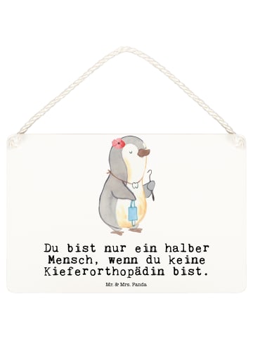 Mr. & Mrs. Panda Schild Kieferorthopädin Herz mit Spruch in Weiß