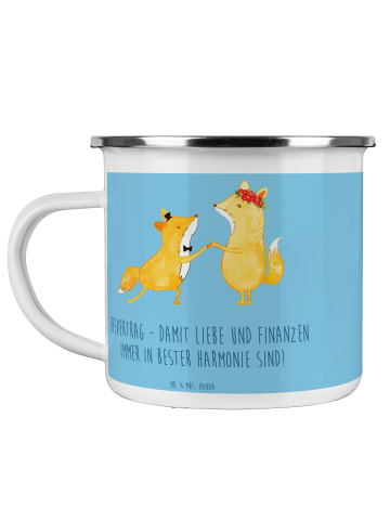 Mr. & Mrs. Panda Camping Emaille Tasse Ehevertrag Liebe Finanzen... in Sky Blue