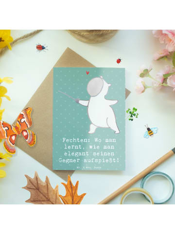 Mr. & Mrs. Panda Grußkarte Fechten Eleganz mit Spruch in Meeresbrise