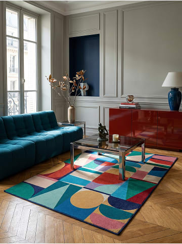 KADIMA DESIGN Wollteppich Kurzflor DAHLIA Geometrisch Naturfaser Wohnzimmer in Multi