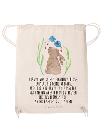 Mr. & Mrs. Panda Sportbeutel Hase Blume mit Spruch in Creme