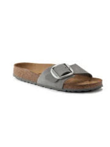 Birkenstock Damen Pantoletten Madrid Big Buckle LENB Dove Gr in Grau