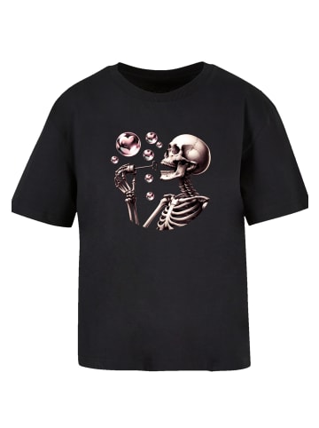 F4NT4STIC Tee Niedliches Goth Skelett Herz Seifenblasen in schwarz
