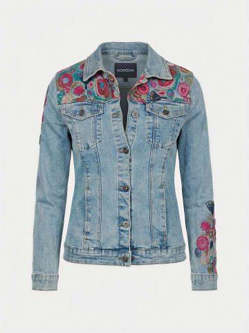 KOROSHI Leichte kurze denimjacke in blau