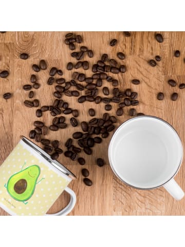 Mr. & Mrs. Panda Camping Emaille Tasse Avocado Glücklich ohne Sp... in Gelb Pastell