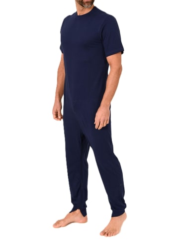 NORMANN Herren Pflegeoverall kurzarm mit langen Bein und Reißverschluß - 88600 in blau