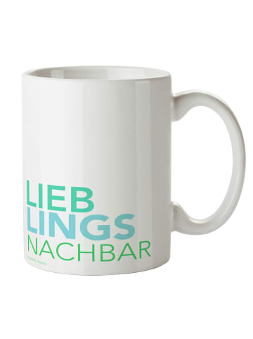 Mr. & Mrs. Panda Kaffeebecher Nachbar mit Spruch in Weiß