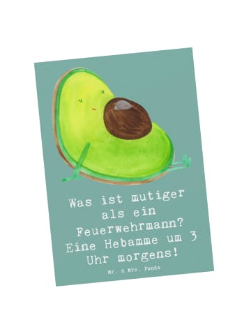 Mr. & Mrs. Panda Postkarte Mutige Hebamme mit Spruch in Meeresbrise