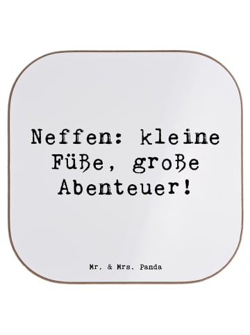Mr. & Mrs. Panda Untersetzer Neffe Abenteuer mit Spruch in Weiß