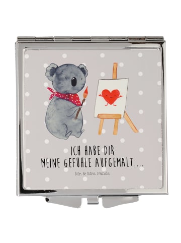 Mr. & Mrs. Panda Schminkspiegel Koala Künstler mit Spruch in Grau Pastell