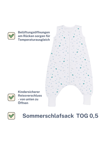 fillikid Sommerschlafsack mit Beinen Exklusiv in Ocean Weiß