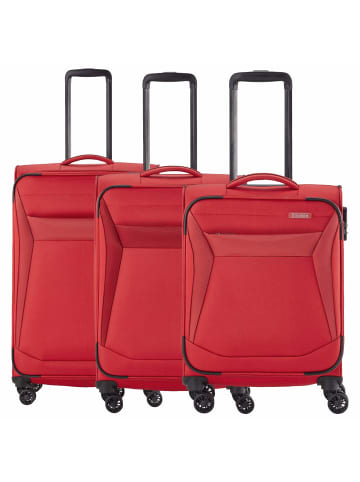 travelite Chios - 4-Rollen-Trolley Set 3tlg. (schwarz) in rot