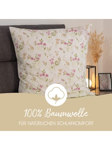 Janine Soft-Seersucker Sommer Bettwäsche - Blumen  in rosa