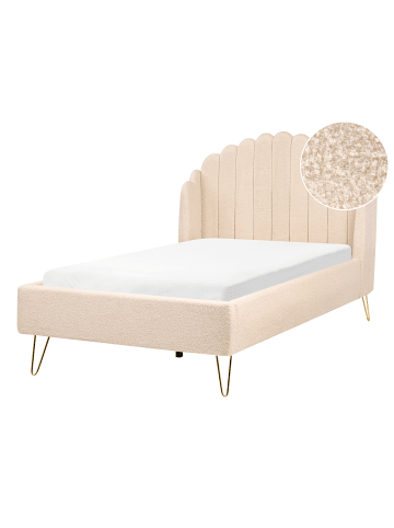 Beliani Doppelbett AMBILLOU in Beige/Gold - (W) 137 x (H) 126 x (L) 214 cm