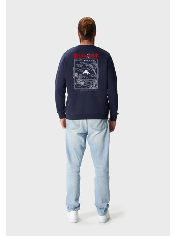 OLDSKULL Sweatshirt Asian Futeesan Logo Graphic in Navy Blue