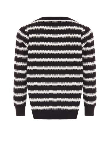 CHANI Damen Strickjacke in Schwarz Wollweiss