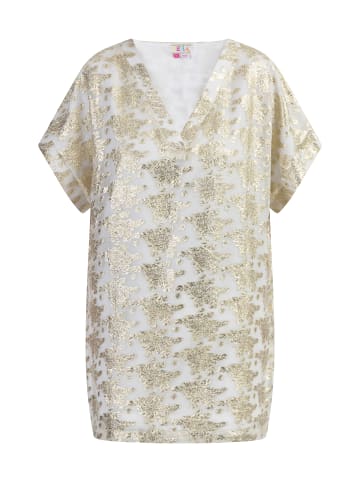 IZIA Damen Tunika in Wollweiss mit Goldenen Blumen