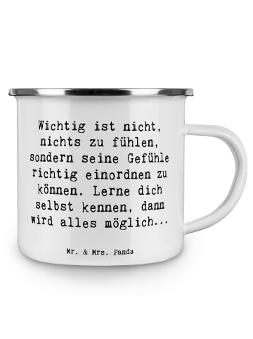 Mr. & Mrs. Panda Emaille Tasse Spruch Emotionen ausdrücken Weish... in Weiß