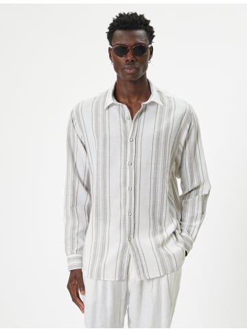 KOTON Shirt in Khaki Gestreift