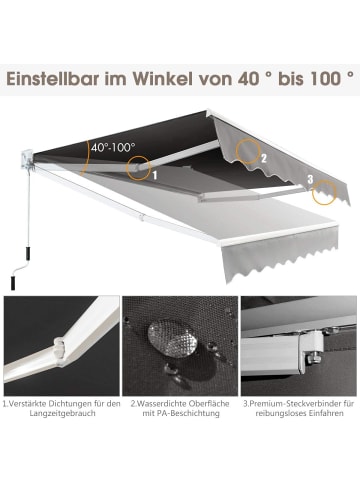 COSTWAY Gelenkarmmarkise 2,5x2m in Grau