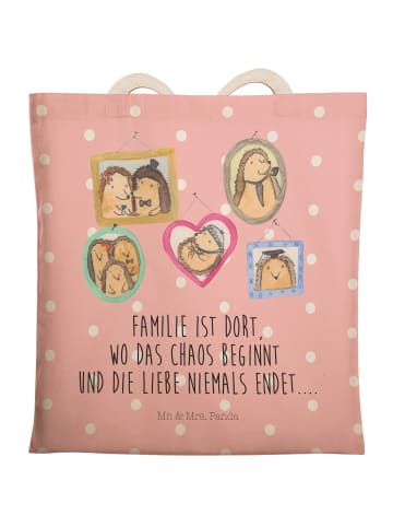 Mr. & Mrs. Panda Strandtasche Igel Familie mit Spruch in Rot Pastell