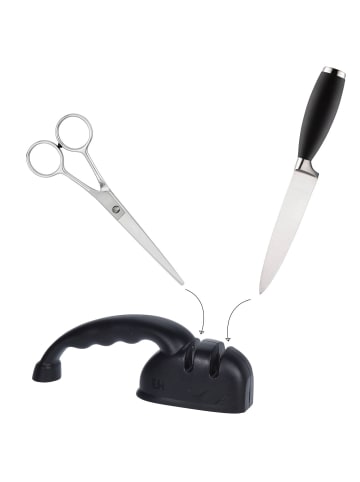Excellent Houseware Multifunktioneller Messerschärfer - für Messer und Scheren in Schwarz, 5 x 20 cm