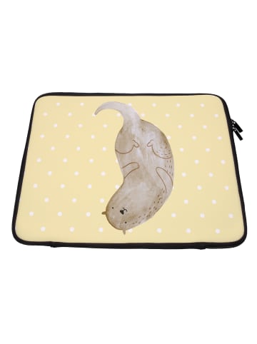 Mr. & Mrs. Panda Laptop Sleeve Otter Kopfüber ohne Spruch in Gelb Pastell