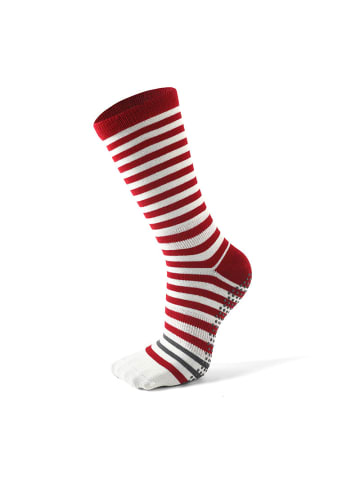 MUNADUNA Gestreifte Yoga-/Pilates-
Anti-Rutsch Socken in Rot