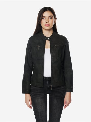 KOROSHI Damenjacke mit nubukleder-effekt in Schwarz