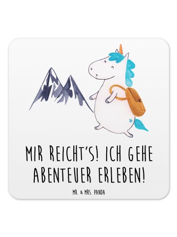 Mr. & Mrs. Panda Tischuntersetzer Einhorn Bergsteiger mit Spruch in Weiß