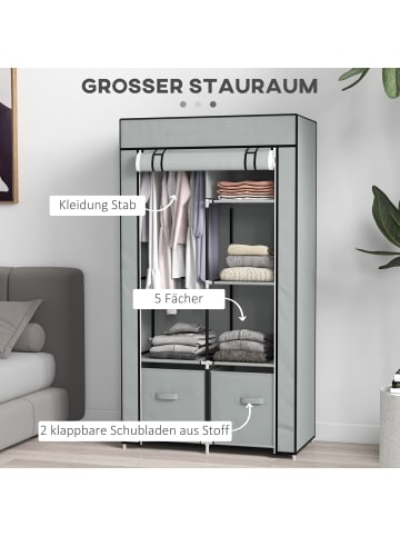HOMCOM Kleiderschrank-83L x 42,5B x 162,5Hcm-Hellgrau