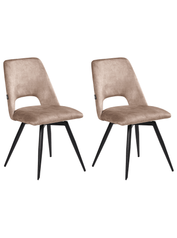 Beliani 2er-Set Esszimmerstuhl HALLETT in Beige/Schwarz