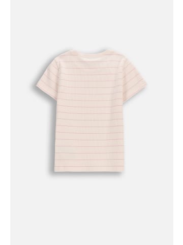 Coccodrillo Geripptes T-Shirt mit kurzen Ärmeln in gedämpftes Rosa