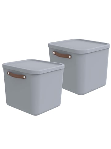 Rotho 2er-Set Aufbewahrungskiste 40l in Misty blue