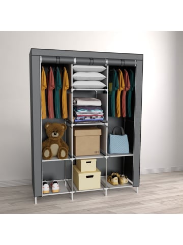Coemo Faltbarer Kleiderschrank Stoffschrank in Grau