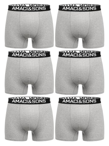 Amaci&Sons 6er Pack Boxershorts Robbie in Hellgrau/Schwarz