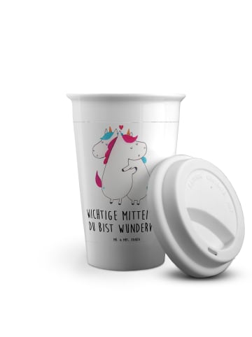 Mr. & Mrs. Panda Kaffeebecher To Go Einhorn Mitteilung mit Spruch in Weiß