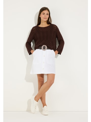 More & More figurbetontes Top, eckiger Ausschnitt in chocolate