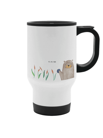 Mr. & Mrs. Panda Thermotasse Otter Stein ohne Spruch in Weiß