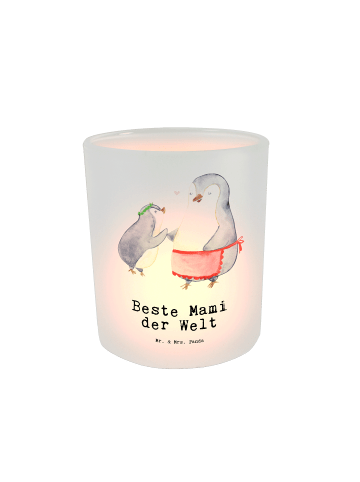 Mr. & Mrs. Panda Teelicht Glas Pinguin Beste Mami der Welt mit S... in Transparent