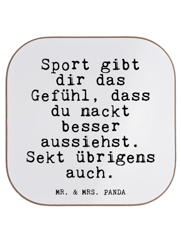 Mr. & Mrs. Panda Getränkeuntersetzer Sport gibt dir das... mit S... in Weiß