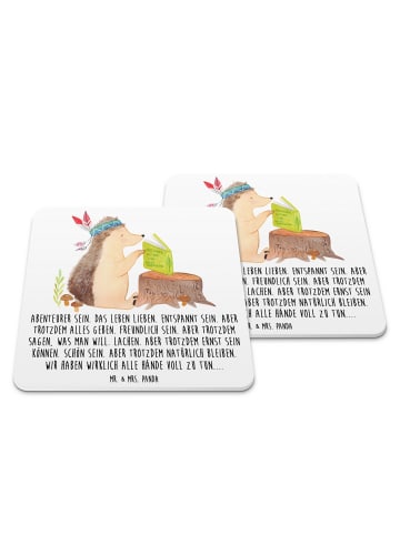 Mr. & Mrs. Panda Tassenuntersetzer Igel Federschmuck mit Spruch in Weiß