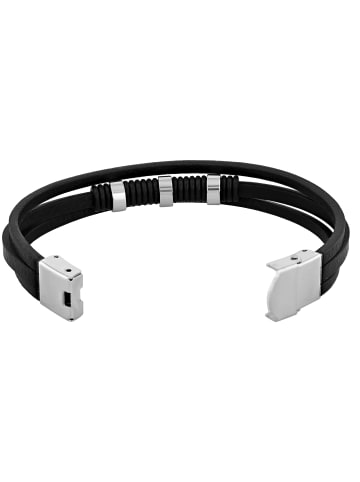 Adeliás Herren Armband aus Leder 22,5 cm in schwarz