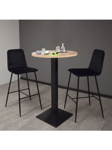 58 aufm Kessel TRESENTISCH rund Eleanore 70 cm schwarz matt/eiche sägerau