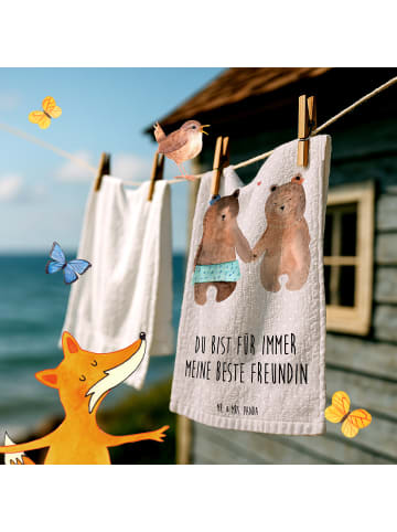 Mr. & Mrs. Panda Frotteehandtuch Bär Freundin mit Spruch in Grau Pastell