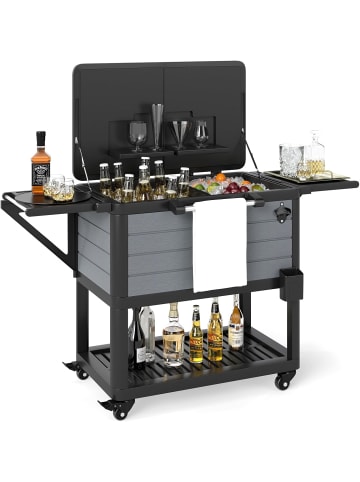 COSTWAY Kühlwagen Getränkewagen mit 2 Seitenablagen in Schwarz