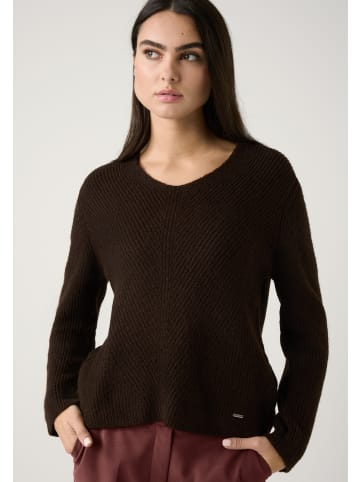 More & More kuscheliger Rippstrickpullover in espresso brown