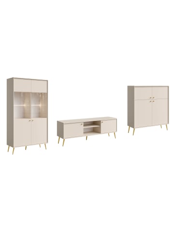Feldmann-Wohnen Wohnzimmer Set 3-teilig Rose sandbeige 366,5 / 40,5 / 191cm