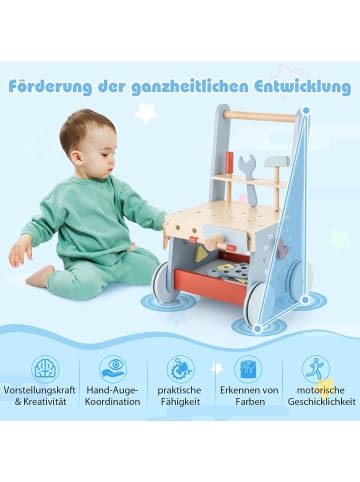 COSTWAY Lauflernwagen Holz in Blau