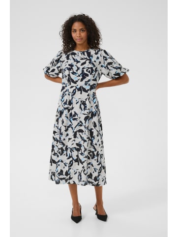 Kaffe Kleid KApaco Tight fit in Beige/Black/Blue Blurry Leaf